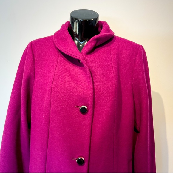 COPY - 09. NWOT KATE SPADE Regal Fuchsia Wool Stand Up Collar Peacoat - Picture 4 of 16